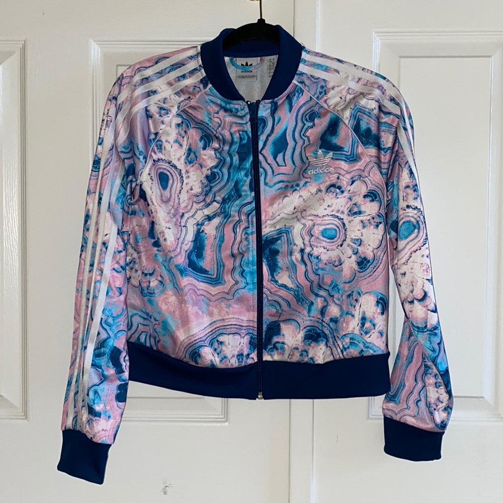 NWOT UO Adidas Track Pastel Marble Jacket